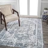 Keesha Bold Distressed Medallion Low-Pile Machine-Washable Area Rug