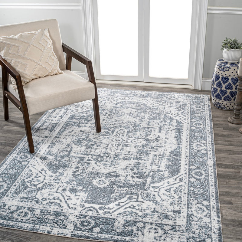 Keesha Bold Distressed Medallion Low-Pile Machine-Washable Area Rug
