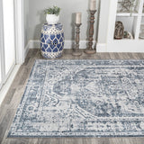 Keesha Bold Distressed Medallion Low-Pile Machine-Washable Area Rug