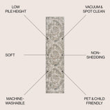 Keesha Bold Distressed Medallion Low-Pile Machine-Washable Area Rug