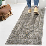Keesha Bold Distressed Medallion Low-Pile Machine-Washable Area Rug