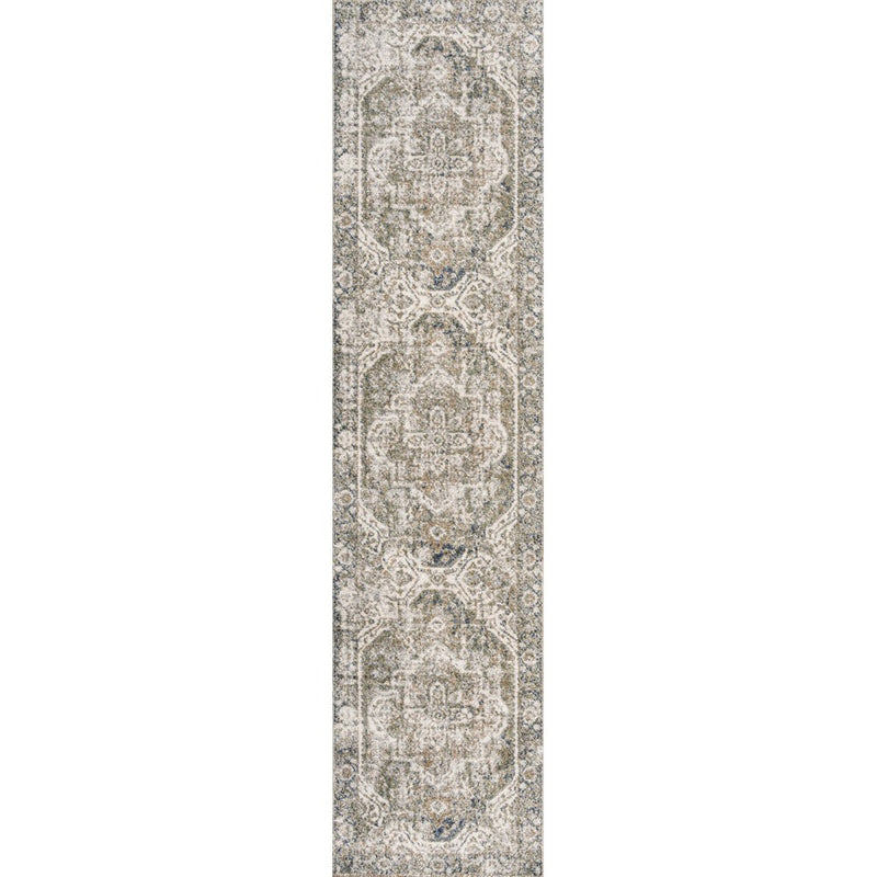 Keesha Bold Distressed Medallion Low-Pile Machine-Washable Area Rug