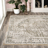 Keesha Bold Distressed Medallion Low-Pile Machine-Washable Area Rug