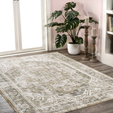 Keesha Bold Distressed Medallion Low-Pile Machine-Washable Area Rug