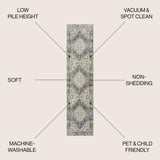 Pavel Distressed Medallion Low-Pile Machine-Washable Area Rug