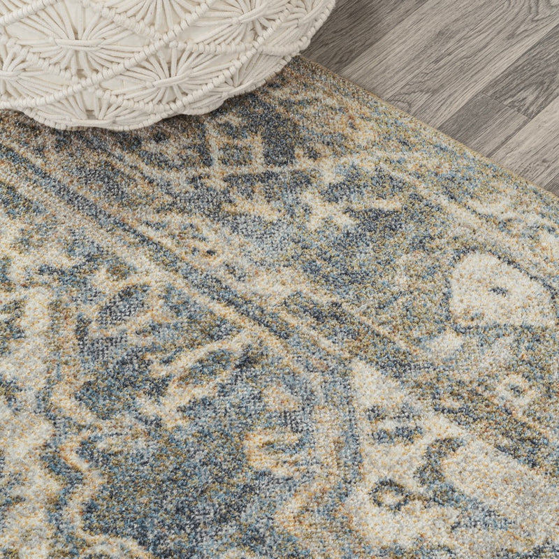 Pavel Distressed Medallion Low-Pile Machine-Washable Area Rug