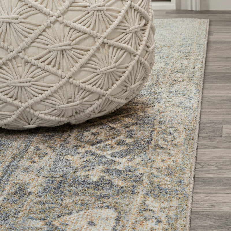 Pavel Distressed Medallion Low-Pile Machine-Washable Area Rug