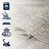 Pavel Distressed Medallion Low-Pile Machine-Washable Area Rug