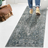 Pavel Distressed Medallion Low-Pile Machine-Washable Area Rug
