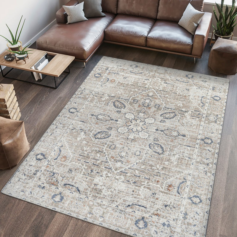 Shaii Global Medallion Low-Pile Machine-Washable Area Rug