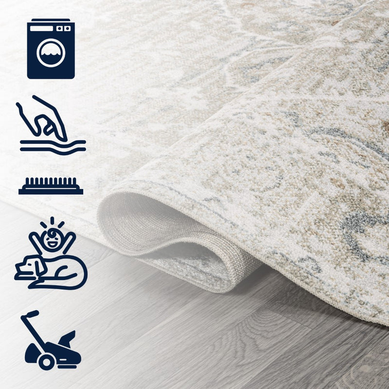 Shaii Global Medallion Low-Pile Machine-Washable Area Rug
