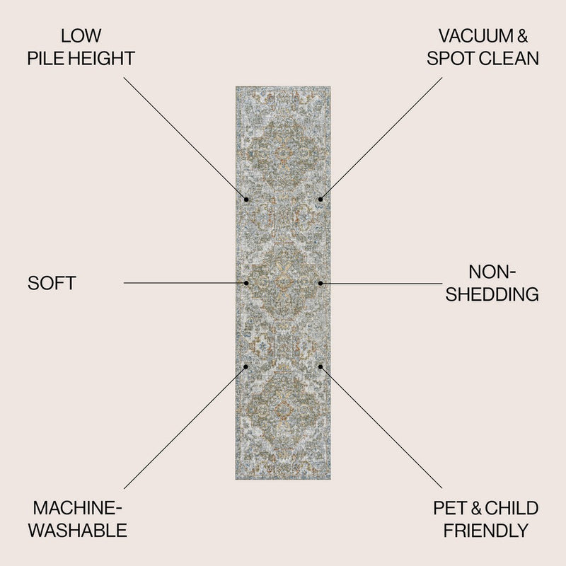 Shaemus Bohemian Medallion Low-Pile Machine-Washable Area Rug