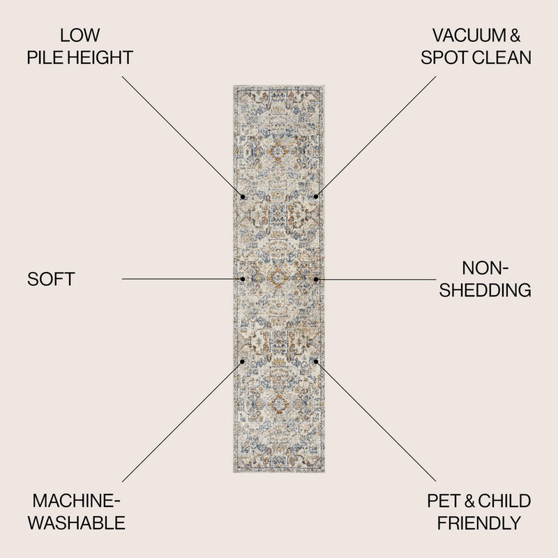 Shaemus Bohemian Medallion Low-Pile Machine-Washable Area Rug