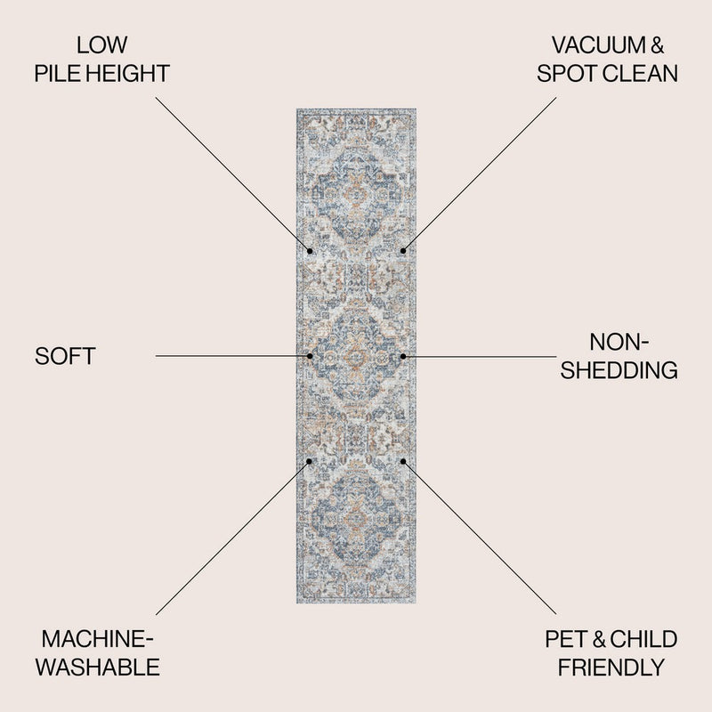Shaemus Bohemian Medallion Low-Pile Machine-Washable Area Rug