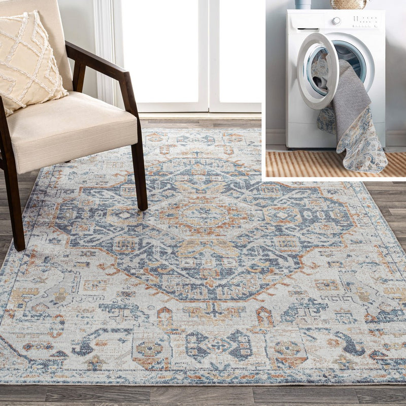 Shaemus Bohemian Medallion Low-Pile Machine-Washable Area Rug