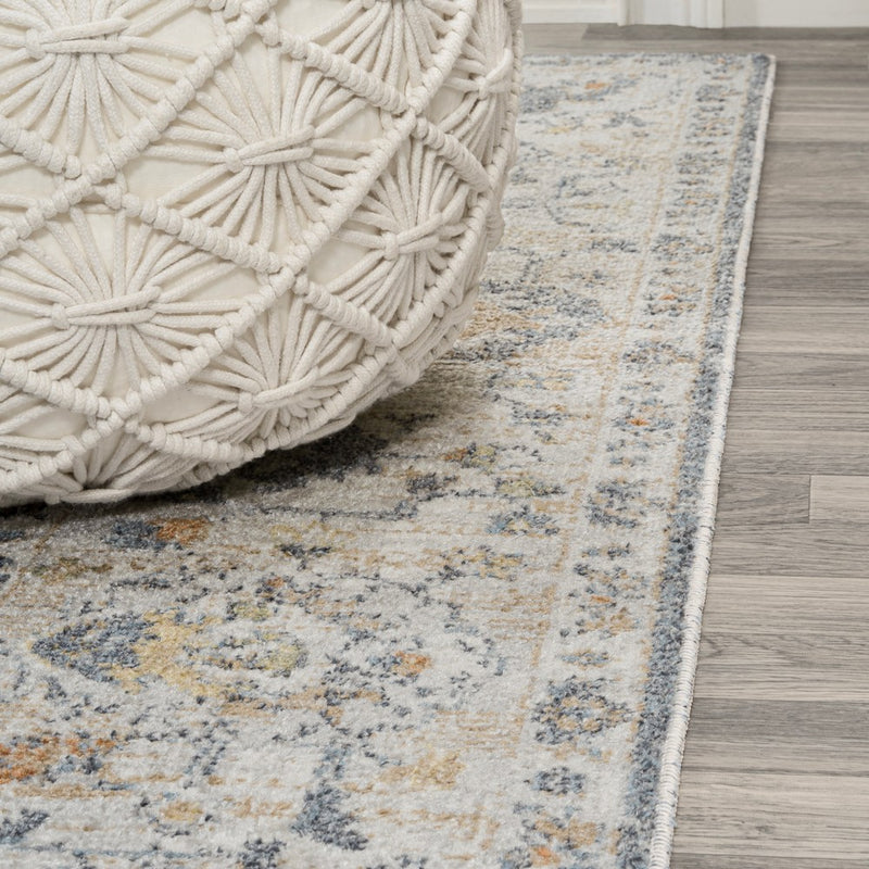 Brandy Rustic Border Low-Pile Machine-Washable Area Rug