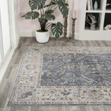 Brandy Rustic Border Low-Pile Machine-Washable Area Rug