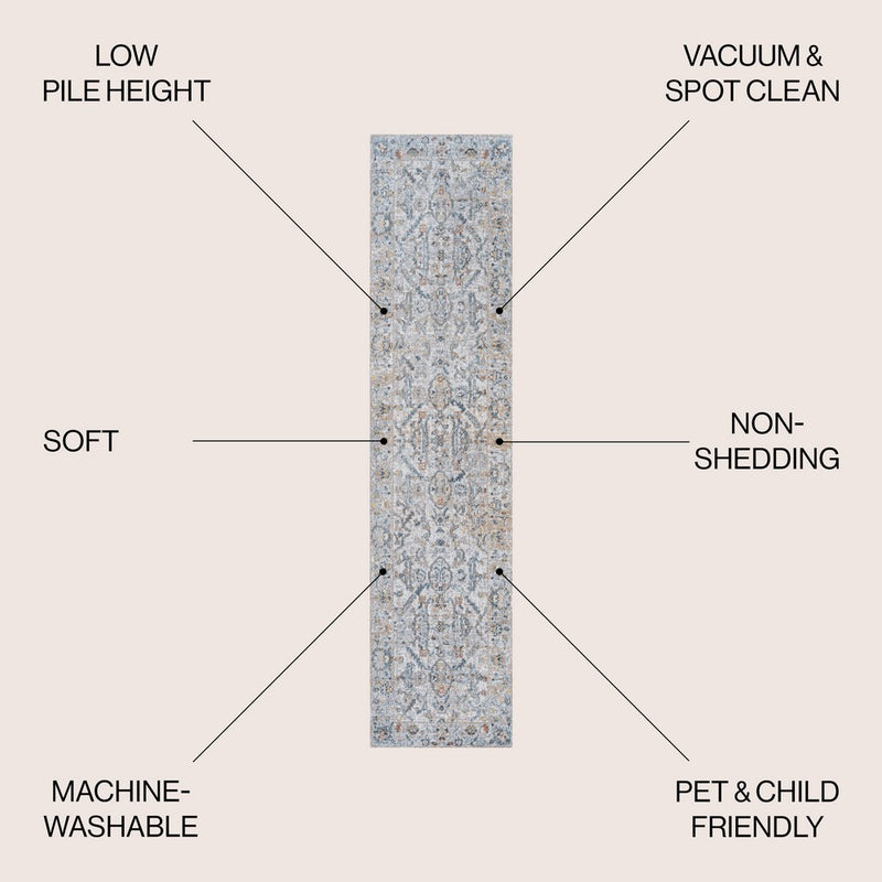 Brandy Rustic Border Low-Pile Machine-Washable Area Rug