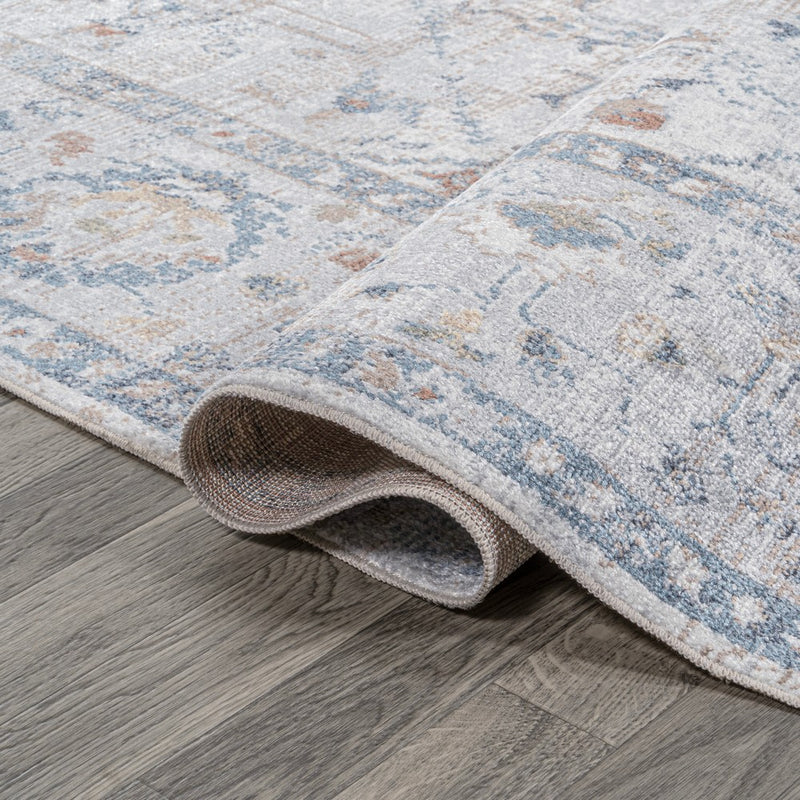 Brandy Rustic Border Low-Pile Machine-Washable Area Rug