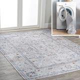 Brandy Rustic Border Low-Pile Machine-Washable Area Rug