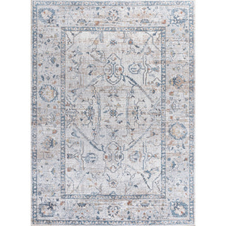 Brandy Rustic Border Low-Pile Machine-Washable Area Rug