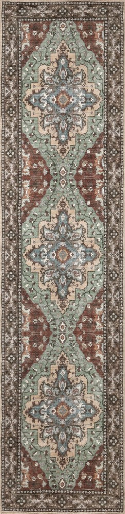 Superbia Boho Medallion Border Non-slip Machine-washable Area Rug
