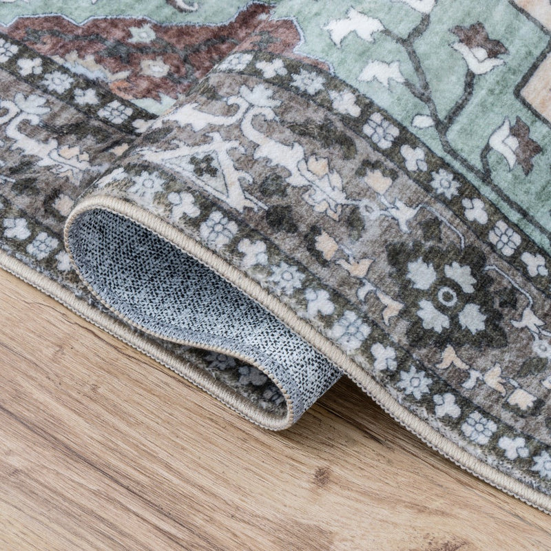 Superbia Boho Medallion Border Non-slip Machine-washable Area Rug