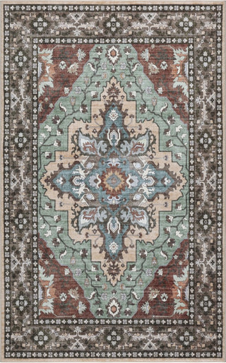 Superbia Boho Medallion Border Non-slip Machine-washable Area Rug