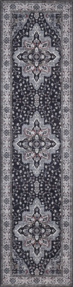 Superbia Boho Medallion Border Non-slip Machine-washable Area Rug