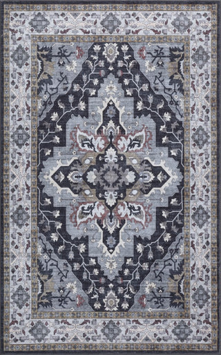 Superbia Boho Medallion Border Non-slip Machine-washable Area Rug