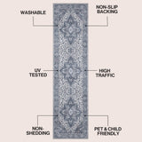 Superbia Boho Medallion Border Non-slip Machine-washable Area Rug