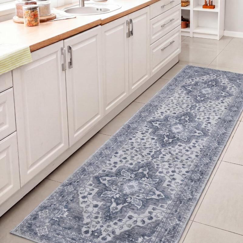 Superbia Boho Medallion Border Non-slip Machine-washable Area Rug
