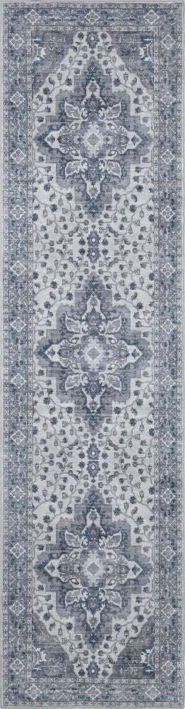 Superbia Boho Medallion Border Non-slip Machine-washable Area Rug