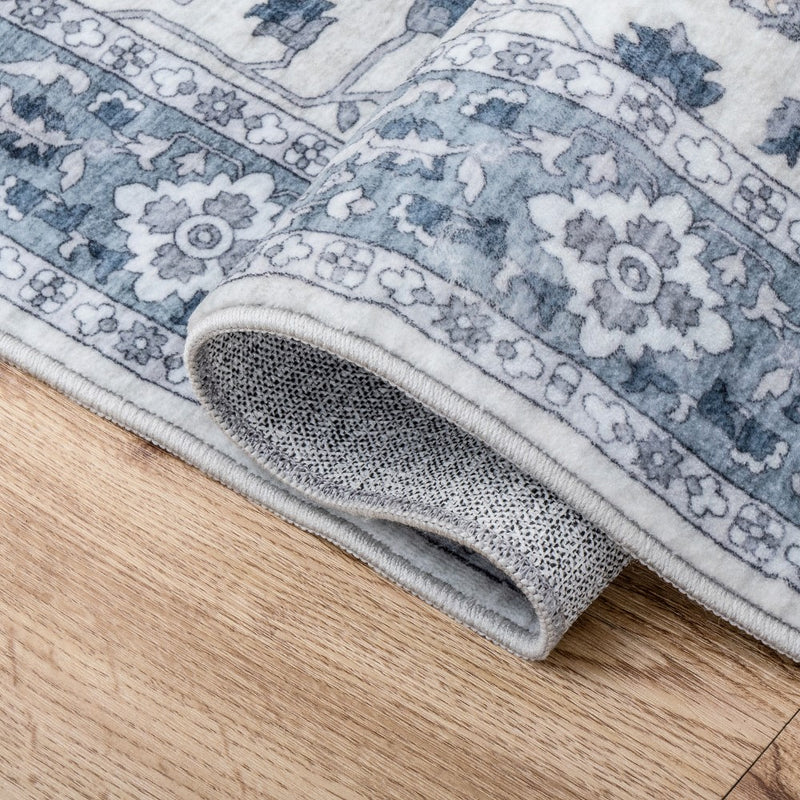 Superbia Boho Medallion Border Non-slip Machine-washable Area Rug
