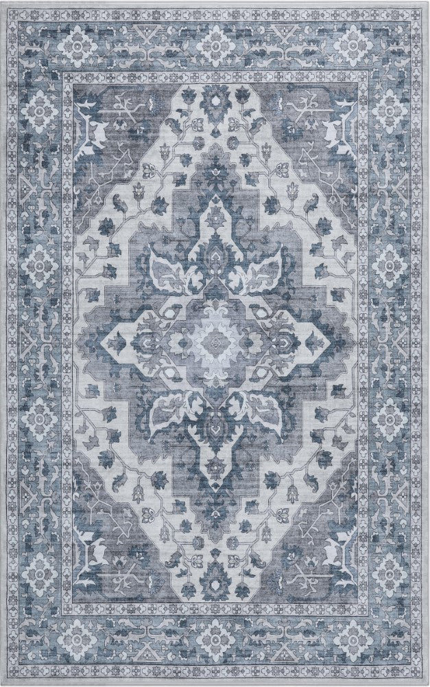 Superbia Boho Medallion Border Non-slip Machine-washable Area Rug