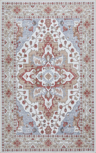Superbia Boho Medallion Border Non-slip Machine-washable Area Rug