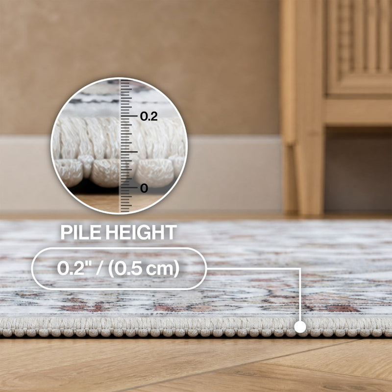 Superbia Boho Medallion Border Non-slip Machine-washable Area Rug