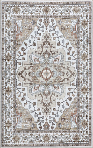 Superbia Boho Medallion Border Non-slip Machine-washable Area Rug