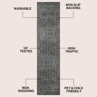 Subtlety Medallion All-over Floral Border Non-slip Machine-washable Area Rug