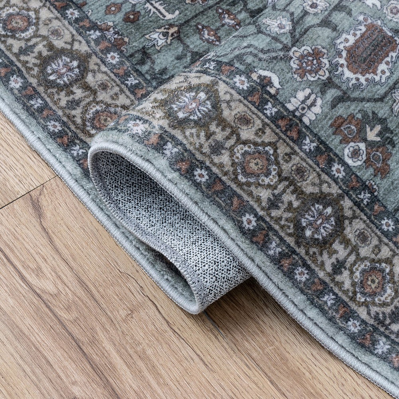 Subtlety Medallion All-over Floral Border Non-slip Machine-washable Area Rug