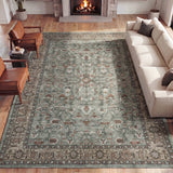Subtlety Medallion All-over Floral Border Non-slip Machine-washable Area Rug