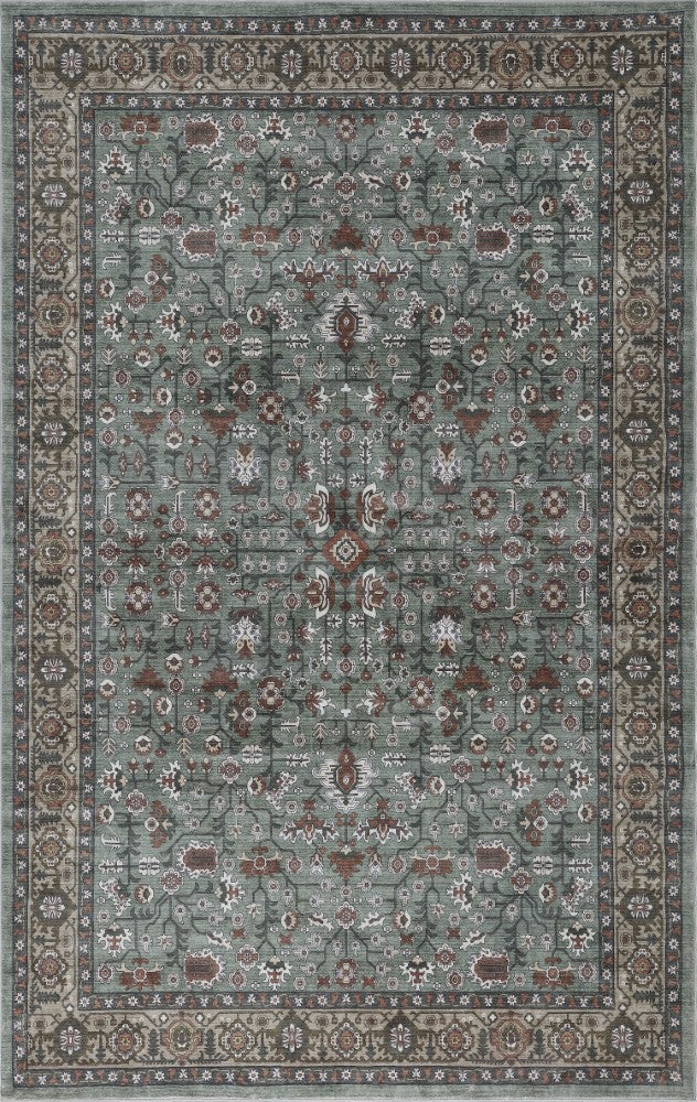 Subtlety Medallion All-over Floral Border Non-slip Machine-washable Area Rug