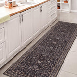 Subtlety Medallion All-over Floral Border Non-slip Machine-washable Area Rug
