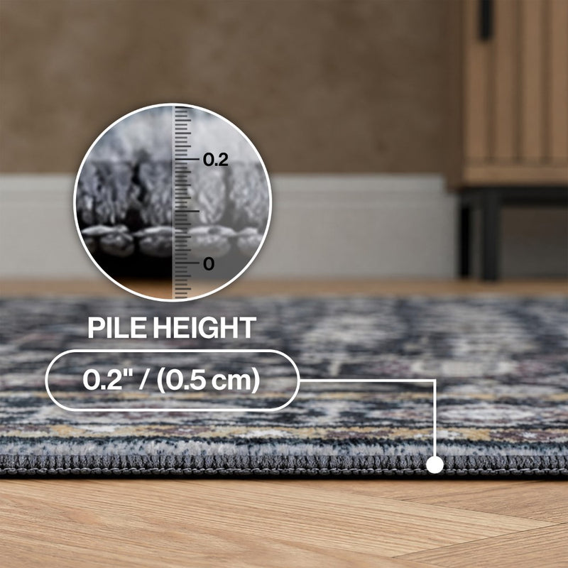 Subtlety Medallion All-over Floral Border Non-slip Machine-washable Area Rug