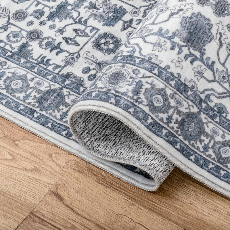 Subtlety Medallion All-over Floral Border Non-slip Machine-washable Area Rug