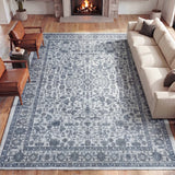 Subtlety Medallion All-over Floral Border Non-slip Machine-washable Area Rug