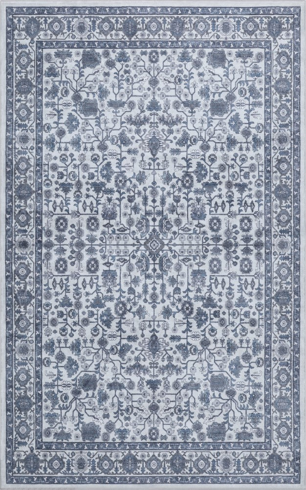 Subtlety Medallion All-over Floral Border Non-slip Machine-washable Area Rug