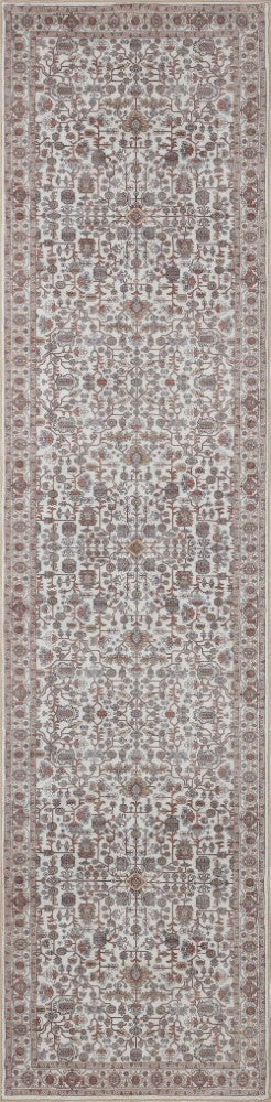 Subtlety Medallion All-over Floral Border Non-slip Machine-washable Area Rug