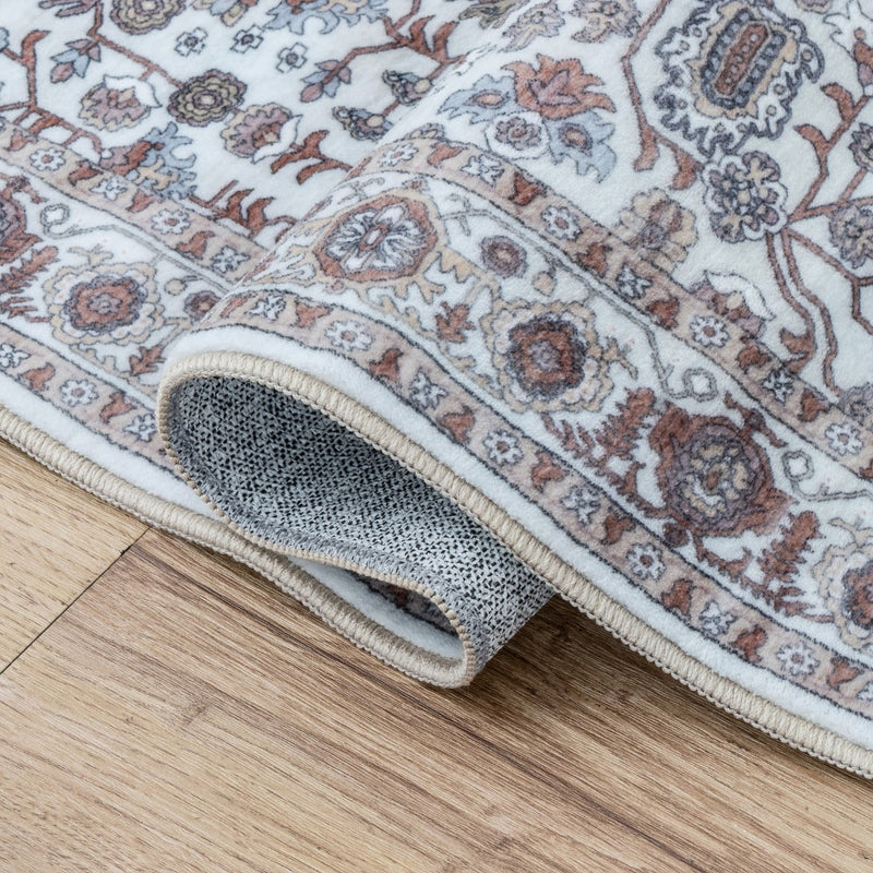 Subtlety Medallion All-over Floral Border Non-slip Machine-washable Area Rug