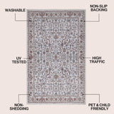 Subtlety Medallion All-over Floral Border Non-slip Machine-washable Area Rug